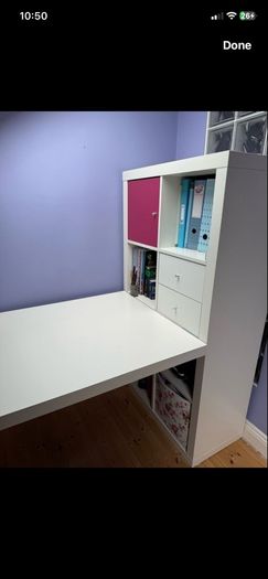 Attractive White Desk with Bookshelves attached