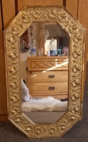Brass framed mirror vintage 1950