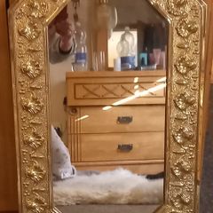 Brass framed mirror vintage 1950