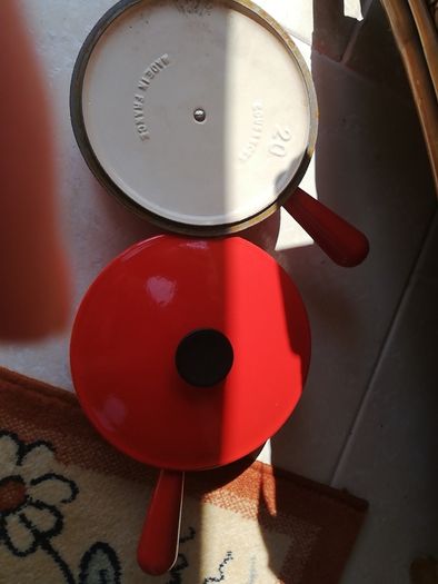 saucepan. Le Crueset.  2 Red Heavy. Saucepans  Made in France. Reduced now