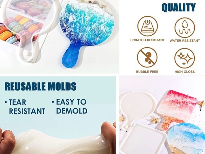 Epoxy Resin Kit for Beginners, 474ml Crystal Clear Resin Starter Kits with Moulds, Pigments, Mica Powder, Gold Leaf, Resin Kit for Coaster Jewelry Tray Coating and Casting (FREE POSTAGE)