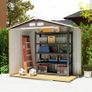 7ft x 4ft Lockable Garden Storage Shed, Metal Tool Storage Sheds with Sloped Roof and Foundation, Grey Image 7