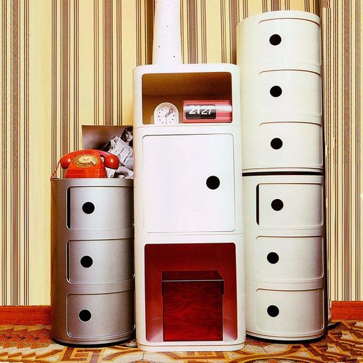 Componibili Round Storage Unit, 3 Drawer - White