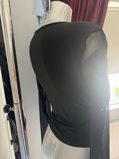 Shein black mesh wrap long sleeve blouse size UK10/12 Perfect condition Postage included