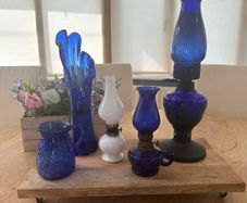Vintage cobalt blue and Opaline glass