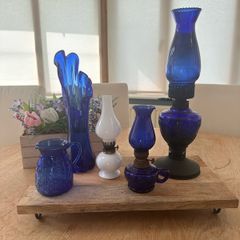 Vintage cobalt blue and Opaline glass