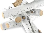 Ceramic Birch Fireplace Logs 6-Piece Decorative Log Set