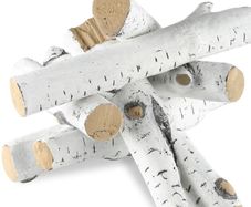 Ceramic Birch Fireplace Logs 6-Piece Decorative Log Set