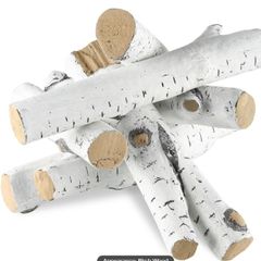 Ceramic Birch Fireplace Logs 6-Piece Decorative Log Set