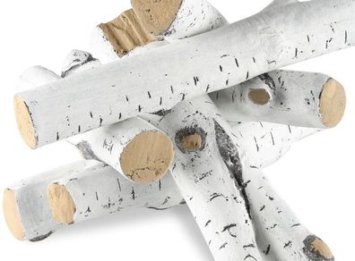 Ceramic Birch Fireplace Logs 6-Piece Decorative Log Set