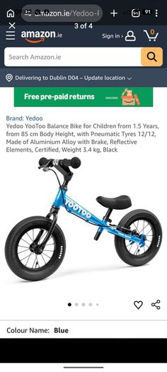Yeedoo balance bike