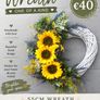 55cm white wicker heart wreath with sunflowers Image 3