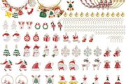 96P 30 Styles Christmas Charms, Christmas Gold Enamel Charms for Jewelry Making with Ear Hooks, Red Rope, Bracelets, Bells for Xmas Necklace Bracelet Earrings Craft Making
