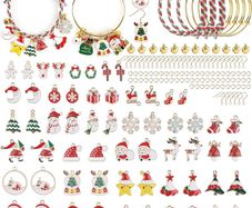 96P 30 Styles Christmas Charms, Christmas Gold Enamel Charms for Jewelry Making with Ear Hooks, Red Rope, Bracelets, Bells for Xmas Necklace Bracelet Earrings Craft Making