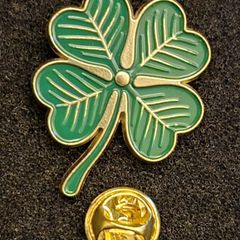 Shamrock , pin back badge.