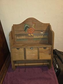 Vintage hand made Wooden Wall Mount Spice Rack