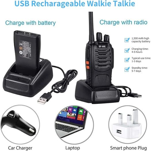 2Pcs Walkie Talkies Rechargeable, Walkie Talkies for Adults Professional Long Range 16CH Two Way Radio, Supports Hand Free VOX Function with LED Light Earpieces for Outdoor,