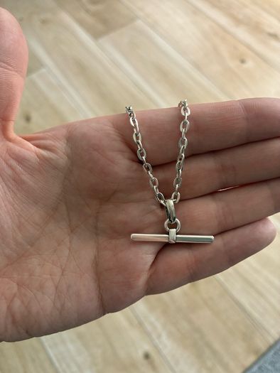 Antique Silver Plated T-bar Necklace