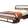 King Size Bed Metal Platform Bed Frame with Wood Headboard,Mattress Base,Metal Slat Support, Black and Brown/210X154 Image 6