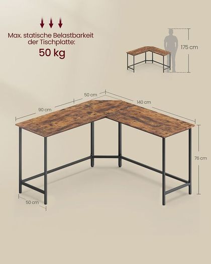 L-Shaped Home Office Desk 140 x 140 cm Corner Computer Desk