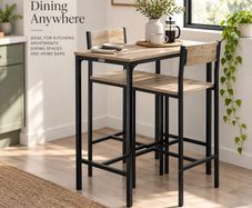 Bar table with 2 stools high back chairs
