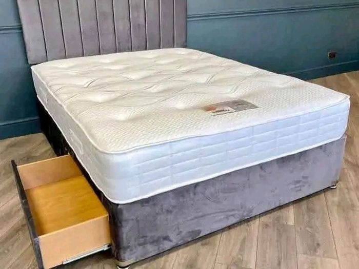 New Stylish single ,Double 4ft, 4ft6, King 5ft And 6ft Superking Sizes Divan Beds Instock. Drawers And Optional Tufted Mattresses Available. Free Delivery