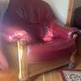 Leather & Walnut 3 piece Suite Image 5