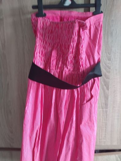 Pink dress with belt l size uk 8 never worn