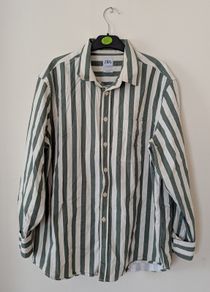 Zara Man Green Striped Overshirt Size XL