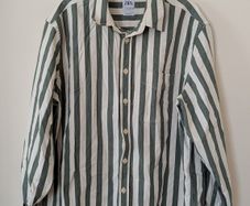 Zara Man Green Striped Overshirt Size XL