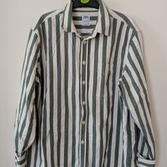 Zara Man Green Striped Overshirt Size XL