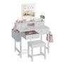 White Makeup Vanity Desk with Mirror and Lights, Vanity Set with Chair, Make Up Dresser Table with Drawers and UK Power Outlet for Girls Bedroom Small Space Image 2