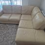 Cream Leather L Couch Image 2