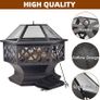 NEW SALE | 70cm Metal Outdoor Fire Pit - Large Bonfire Wood Burning Patio & Outdoor Fireplaces Backyard Firepit For Outside With Spark Screen And Round Fireplace Cover Image 6