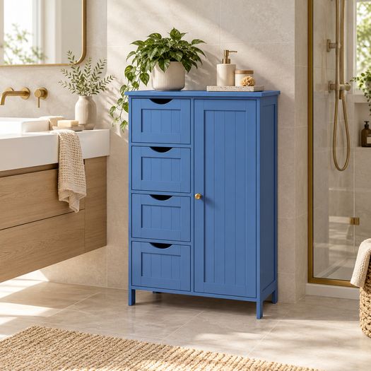 Slate Blue Bathroom Storage Cabinet with Drawers