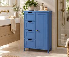Slate Blue Bathroom Storage Cabinet with Drawers