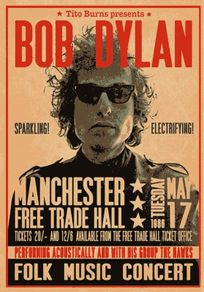 Bob Dylan Manchester Free Trade Hall 1966 Vintage Poster Replica