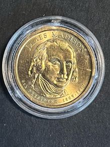 USA James Madison 1809-1817 Presidential Dollar Mint in protective Capsule Issued in 2007