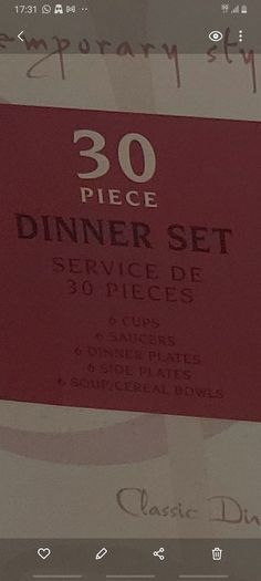 30 piece Staffordshire Dining Set..Boxed,Unused