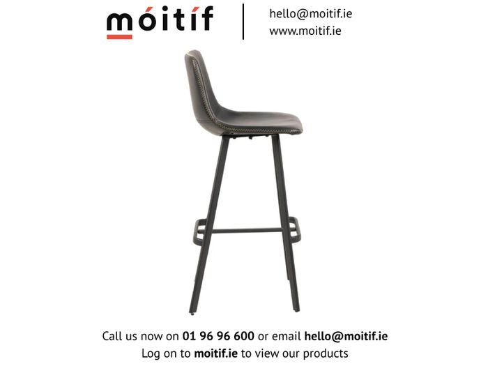 Leo Barstool with Footrest - Black