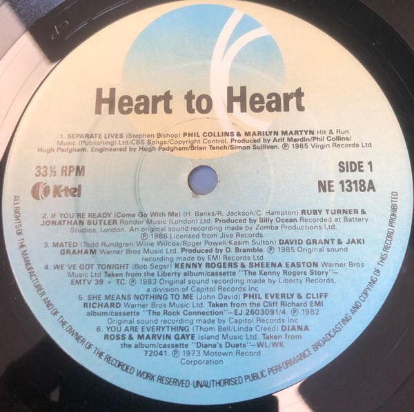Heart To Heart Double Vinyl 1986 Phil Collins Kenny Rogers Marvin Gaye