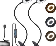 SALE | LED Clip Light, Desk Clamp Lamp 10 Dimmable Brightness 3 Light Modes, 360 Degree Flexible Gooseneck Clip Lamp for Reading, Painting, Craft, Studying