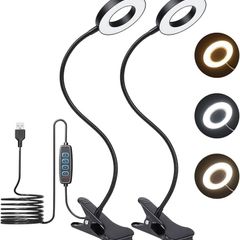 SALE | LED Clip Light, Desk Clamp Lamp 10 Dimmable Brightness 3 Light Modes, 360 Degree Flexible Gooseneck Clip Lamp for Reading, Painting, Craft, Studying