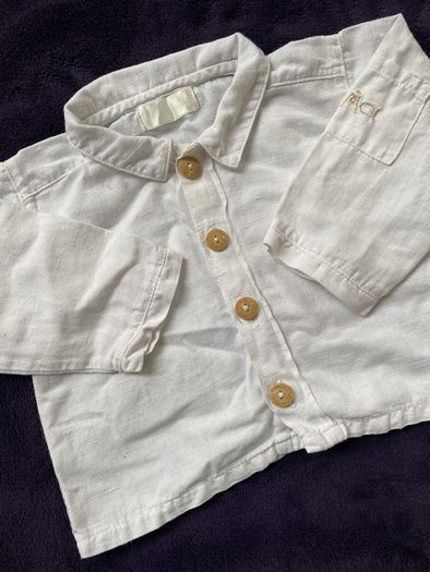 French Designer linen shirt Moi Bebe Clayeux 74 cm 6-9 months