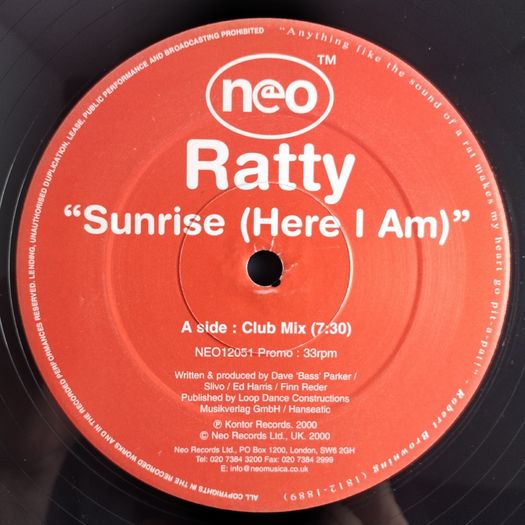 Ratty - Sunrise (Here I Am) - Neo Records - Incl PRESS Release SHEET! EPIC German HARD Trance ANTHEM!
