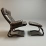 1970s Norwegian Rykken & Co Attributed Leather Lounge Chair Set Image 4