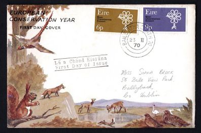 1970 Ireland European Conservation Year Commemorative Stamps Harp Cover First Day Cover (FDC)