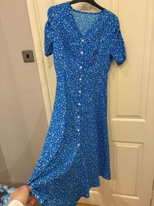 blue & white midi dress