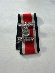 Original German WWII 1939 Spange to The 1914 Iron Cross 2nd Class Ribbon Unmarked
