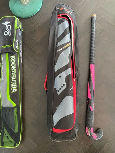 Hockey sticks;  bags & shin guards
